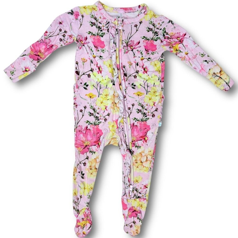 Posh Peanut Gaia Floral Baby Girl Bamboo One Piece Zippy Sleeper 0-3m / 3m